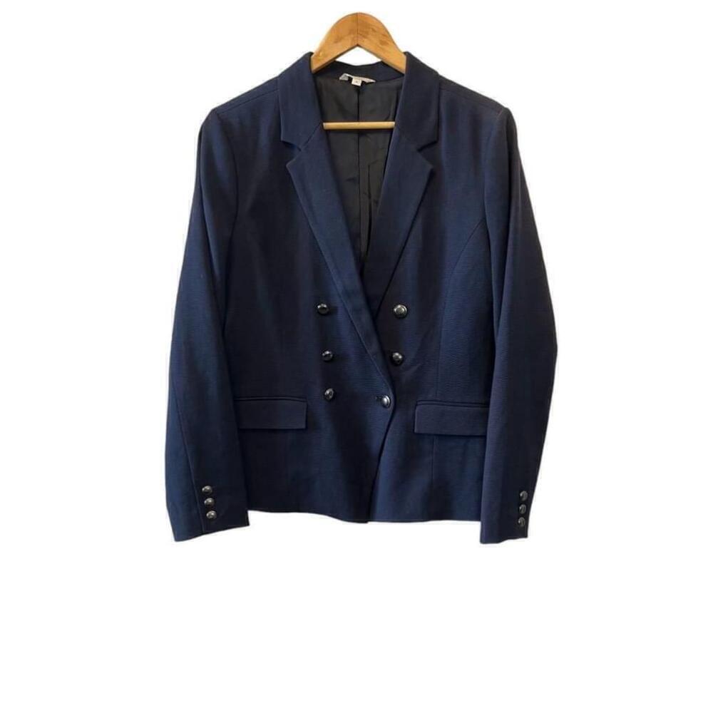REITMANS Navy Blue Double Breasted Waffle Blazer 15